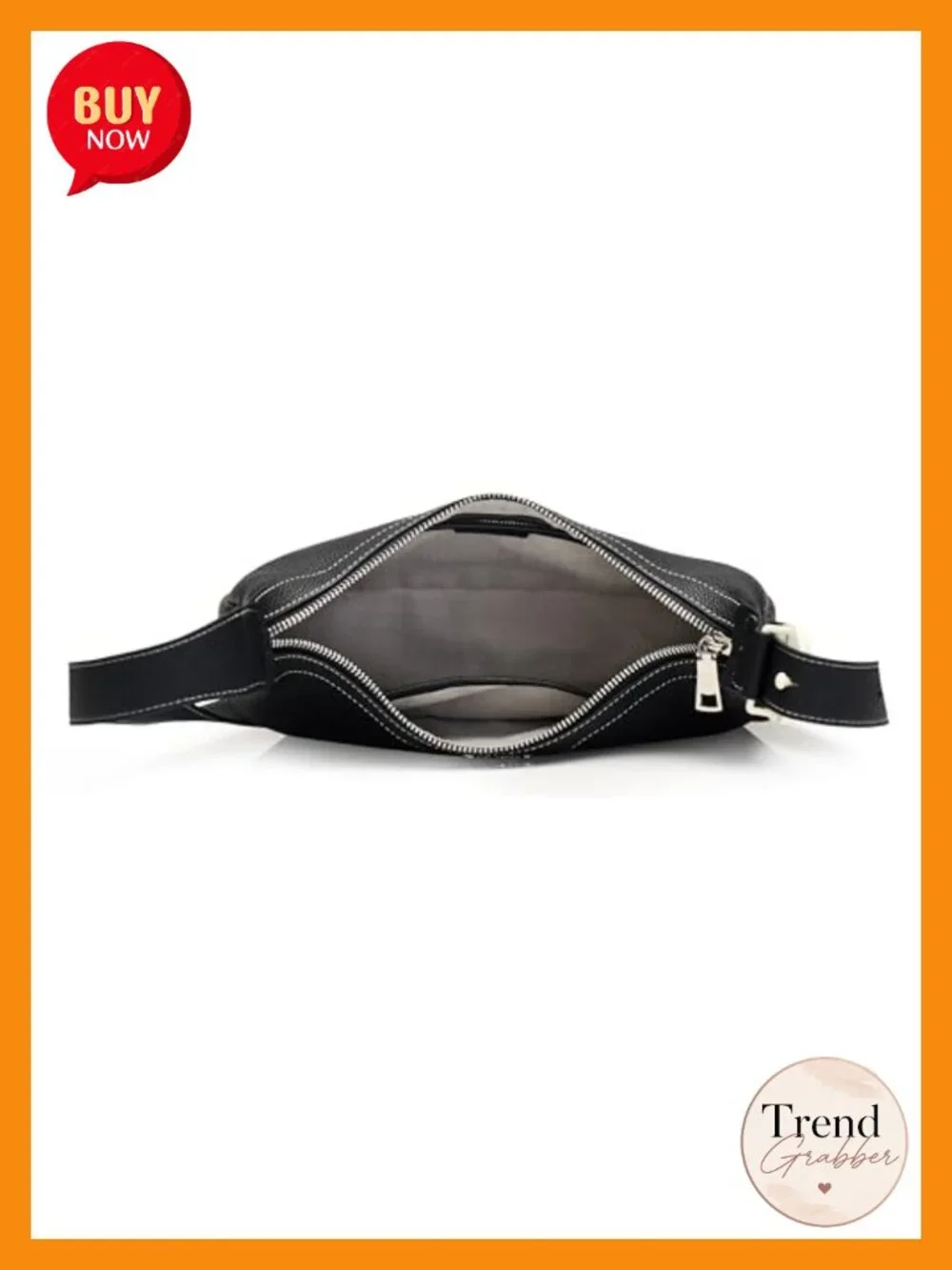 Genuine Leather Crescent Crossbody Hobo Bag with Adjustable Strap